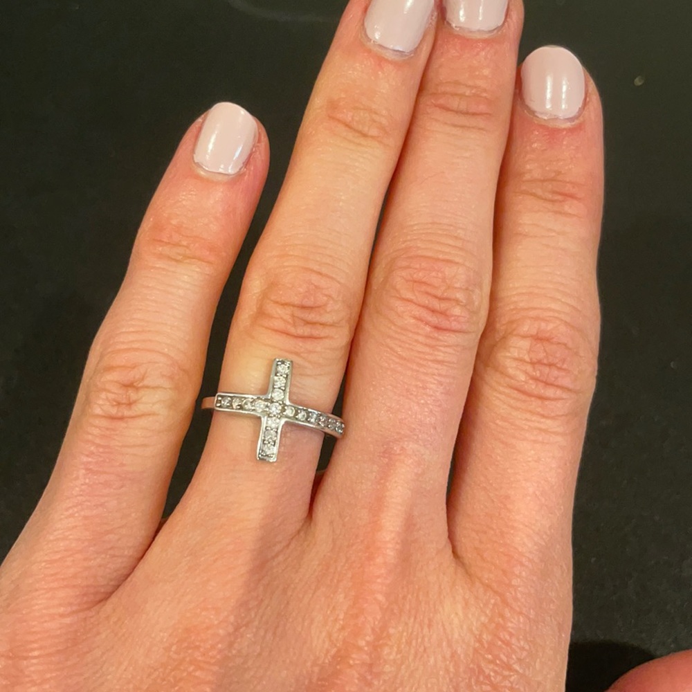 Pave CZ cross ring size 5